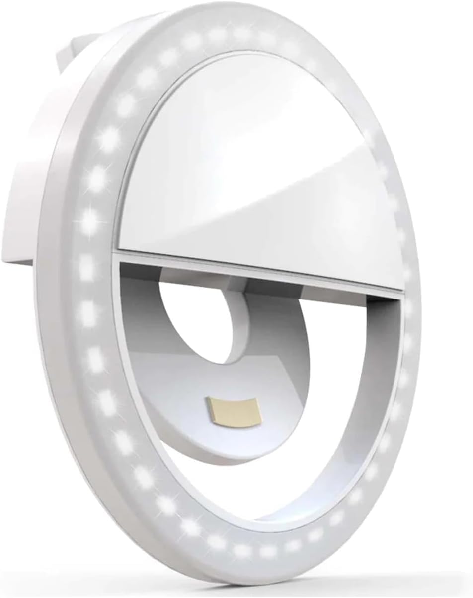 LED Ring Selfie Light Clip-On for Smartphone, Tablet & Laptop | 3 Brightness Levels | Rechargeable Fill Light for Selfies, Video Calls & Photography-image-3