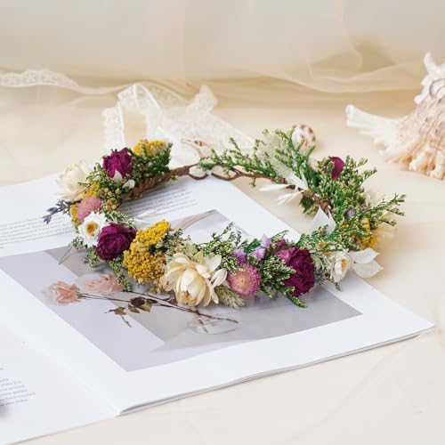 Corona de flores secas para boda y fiesta miniatura 3