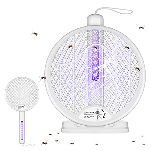 WT Elektrische Fliegenklatsche extra stark 4000V mit Basis,2 in 1 USB...