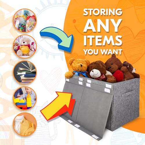 صندوق العاب كبير 63 × 33 × 40 سم مع غطاء ومقبض، صناديق تخزين العاب قابلة للطي، منظم قوي للاطفال البنات والاولاد والحضانة وغرفة اللعب والحمام وغرفة المعيشة من امروه