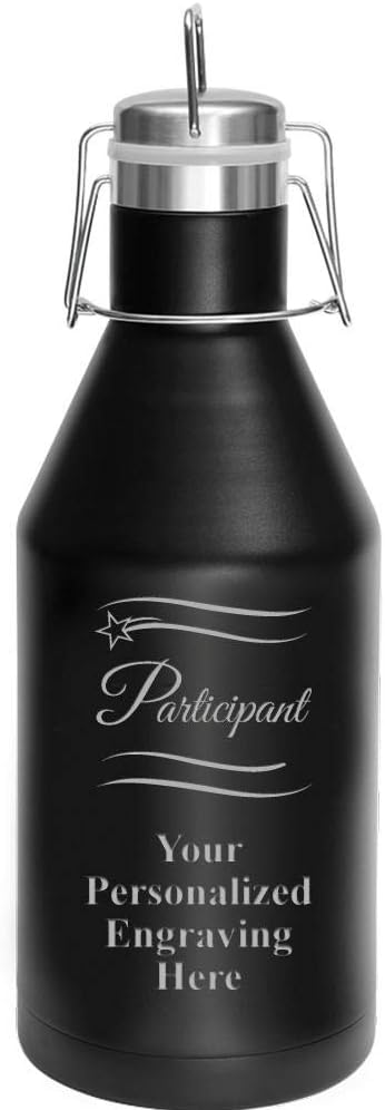 Custom Participant Growler Favors, 64 oz Custom Participant Stainless Steel Growler, Engraving Included Prime