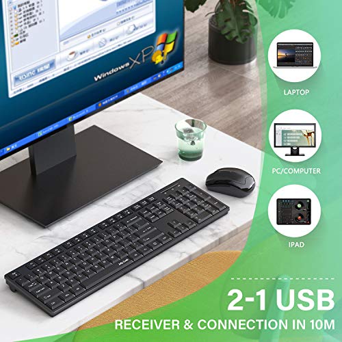Jelly Comb Wireless Keyboard and Mouse, 2.4G Wireless Keyboard Mouse Full Size with 12 Multi-Media Keys and Auto Sleep for Windows/Computer/PC/Laptop/Desktop-K041 - Thumbnail 6