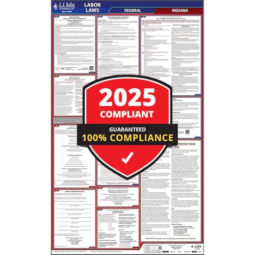 2025 Indiana and Federal Labor Law Poster (English, in State) - OSHA Compliant All-in-One Poly Poster, J. J. Keller & Associates, Inc.