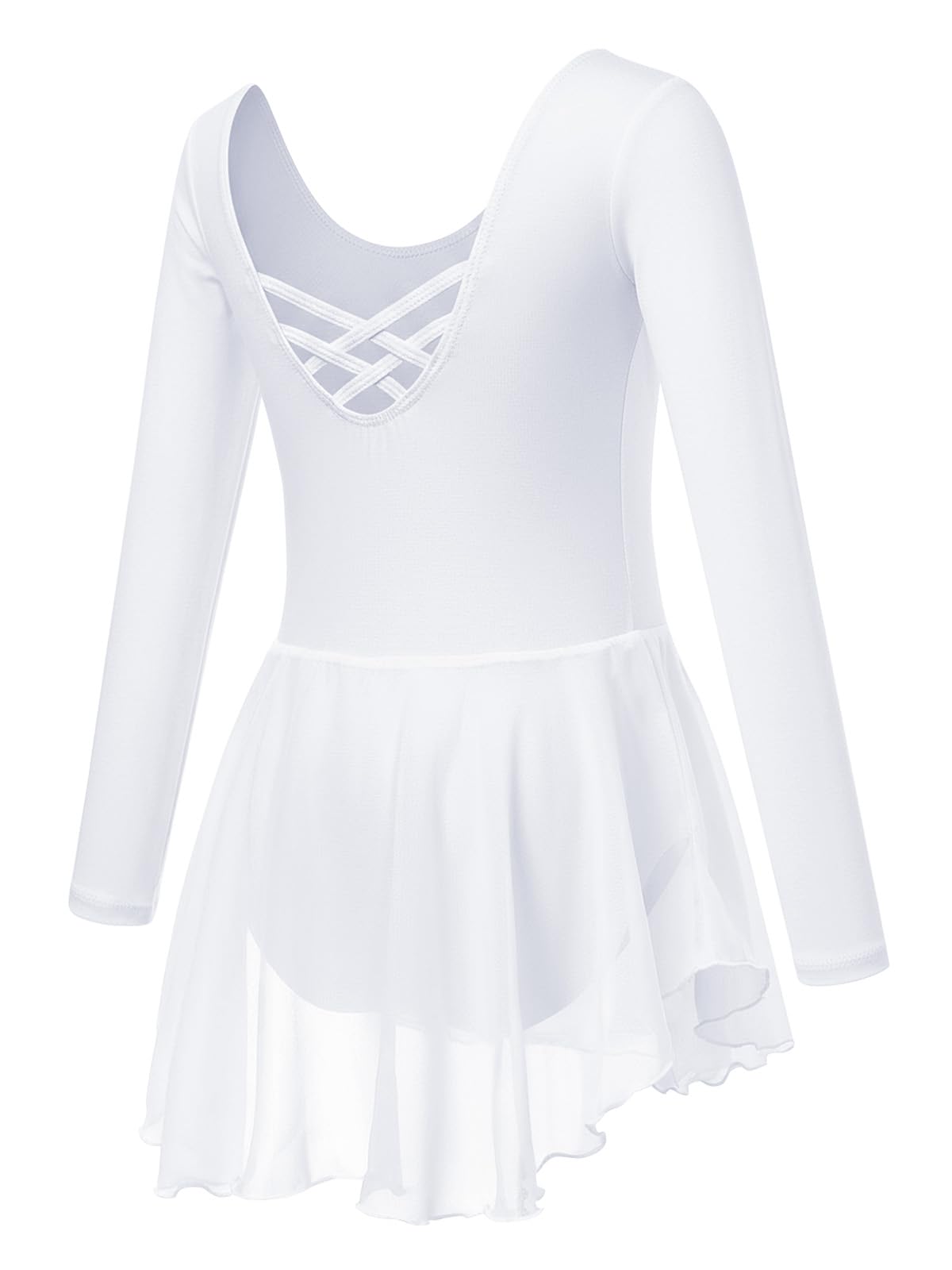 Soudittur Ballettkleidung Mädchen Langarm Ballettkleid für Kinder Baumwolle Balletttrikot Ballettanzug Tanzkleid Tanzbody mit Chiffon Rock Tütü