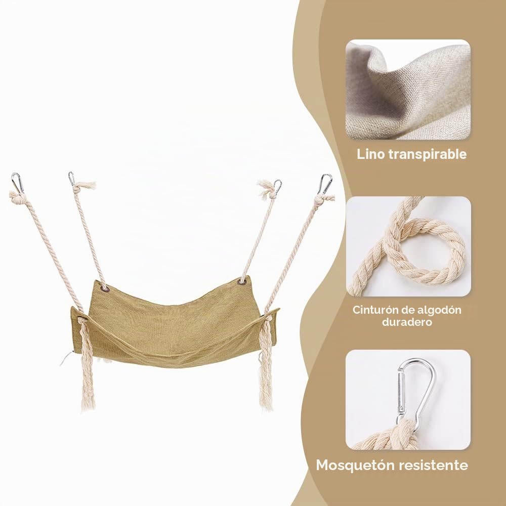 Yitexin Hamaca para Gatos, Hamaca Transpirable para Mascotas, Cama Colgante para Gatos con mosquetones de Metal y borlas, Hamaca Colgante para Gatos