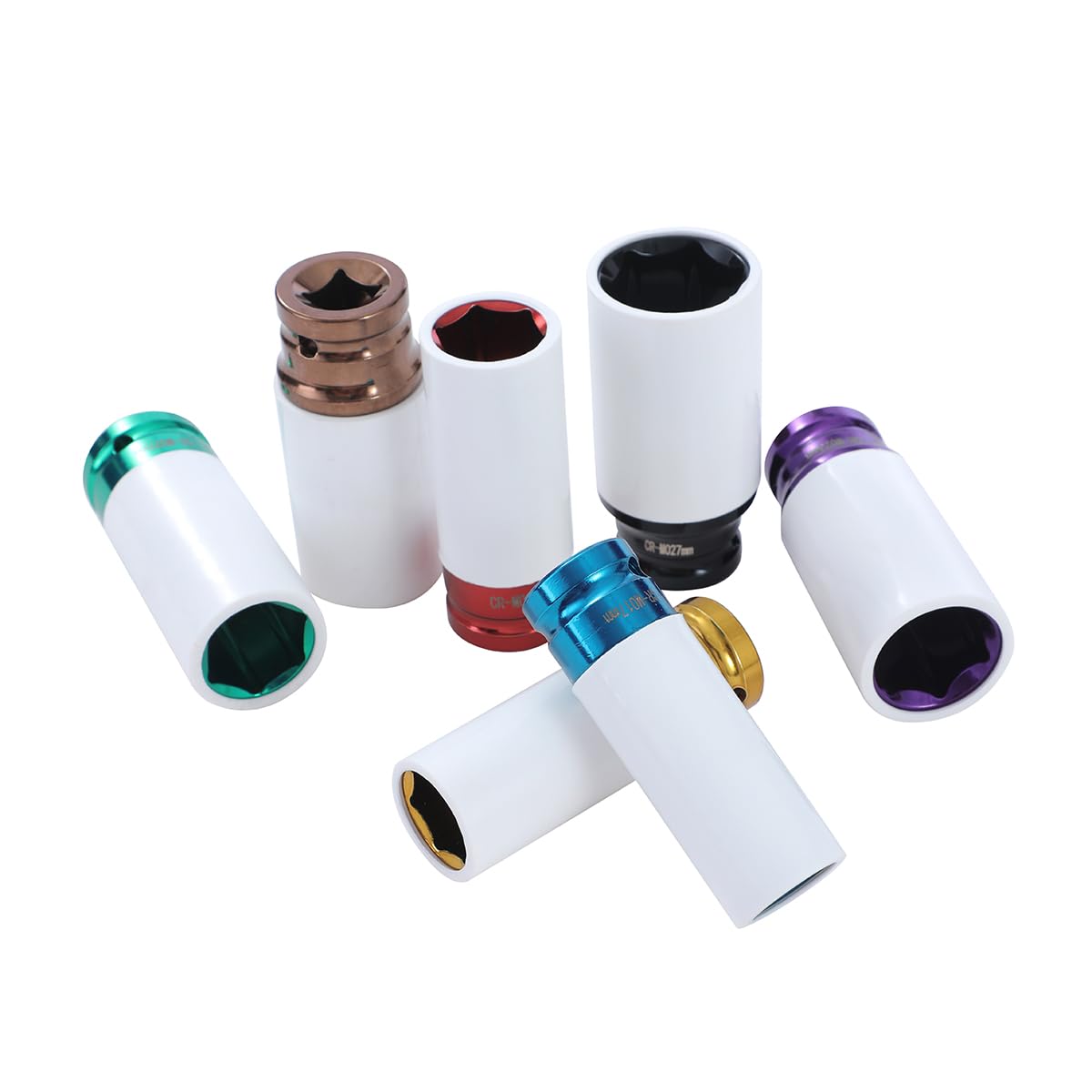 TOPWAY 1/2" Jeu de Douilles à Chocs pour Jantes Aluminium 7 Pièces 17/19/21/22/23/24/27mm, Acier au Chrome Vanadium, Outil de Réparation Automobile pour Garage