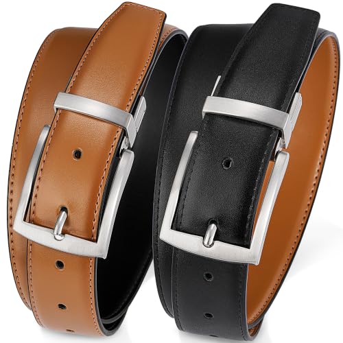 Image of MILORDE Reversible Belt for Men - Adjustable Size - Premium Leather - Double Style in One Belt