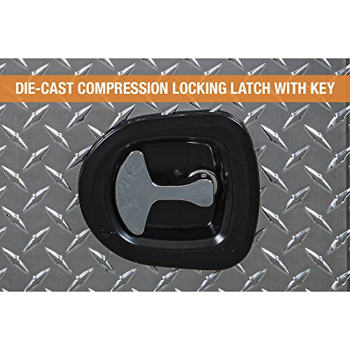 Image of Buyers Products 1705148 Diamond Tread Aluminum Underbody Truck Tool Box, 14 x 12 x 16, Made in USA, .100 in. Thick, Corrosion-Resistant, Locking Compression Latch - Secure Storage for Work Trucks