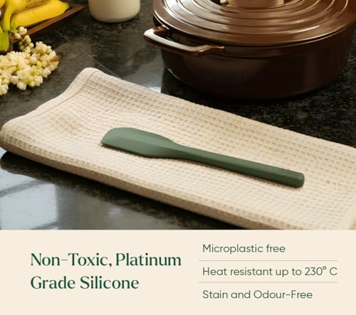 Image of Ember Cookware Silicone Scraper Spatula 26.5 cm | 230C Heat Resistant | Platinum Grade Food Safe Spatula for Cooking, Mixing & Scraping | Non Scratch Seamless Unibody Design | Green