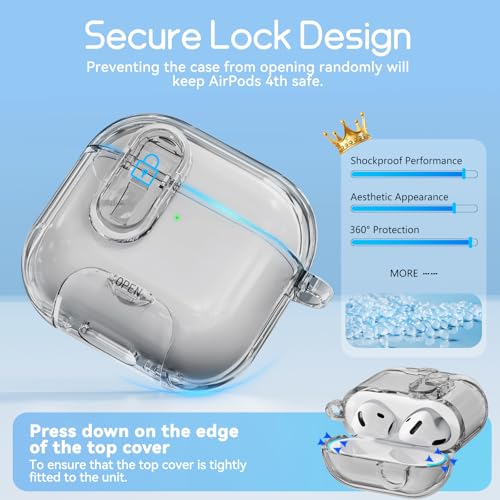 Image of for AirPods 4 Case 2024 with Safety Lock,Clear Black