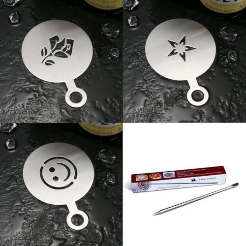 7 Pieces Coffee Accessories Decoration, Latte Art Coffee Stencil Set, Coffee Stencils, Cappuccino Templates, Coffee Decoration, Stainless Steel Stencils for Creative Beverage Art - Image 7