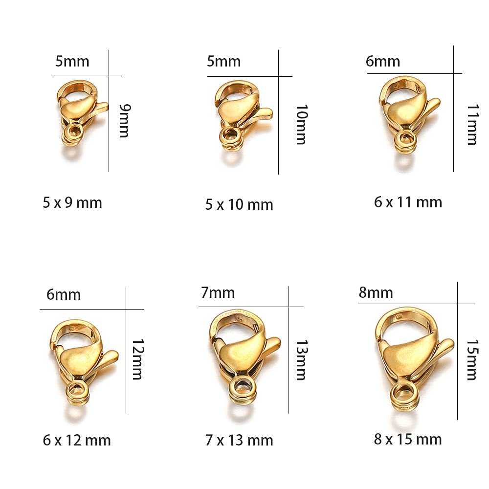 Lot De 6 Fermoirs Mousquetons En Alliage Doré - 12x6.5 Mm, à Double Ouverture, Pour Colliers, Bracelets, Réparation Bijoux - 8