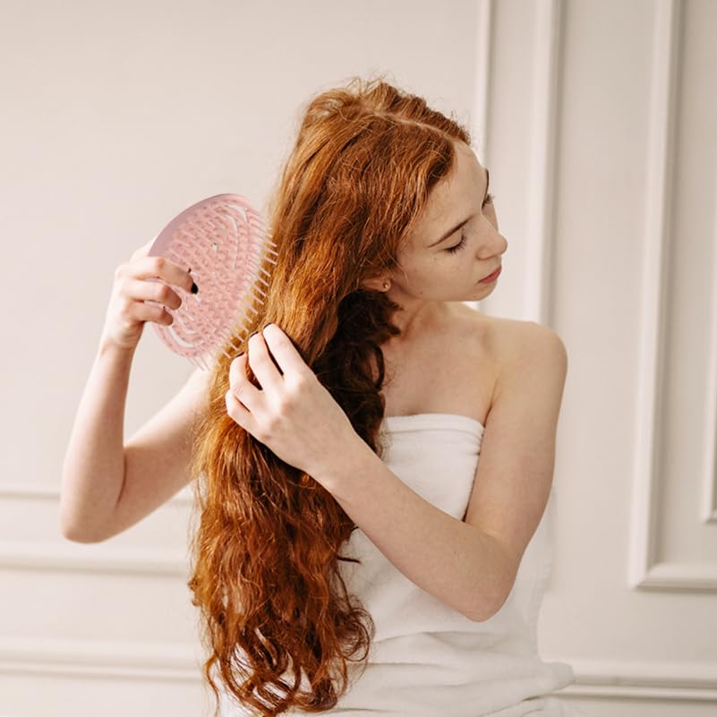 Miniatura 5 de Juego de peine de masaje para el cuero cabelludo del tamaño de la palma, 2 peines ligeros para el cabello abdominales para mujeres, masaje suave del