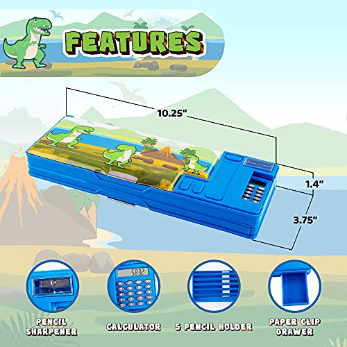 Image of IPIDIPI TOYS Unicorn Pop Up Pencil Case for Girls - Multifunctional Stationery Box with Calculator, Sharpener, Drawer & Pencils - Back to School Gift for Kids - Pencil Holder - Blue