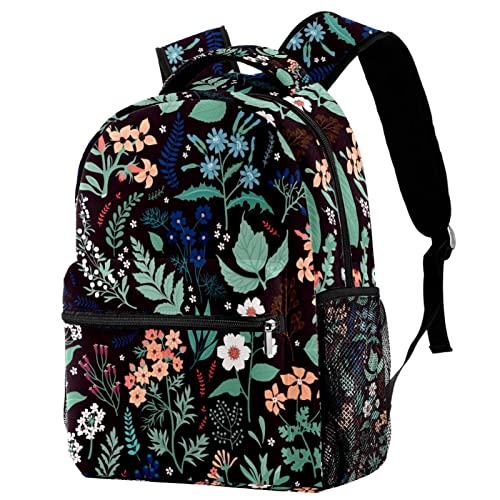 Sac à dos de voyage pour le campus ou les sorties, imprimé fleuri multicolore avec filet
