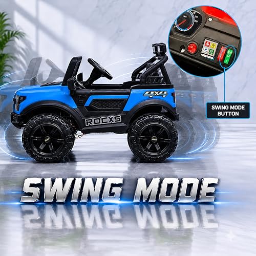 Image of Wishmaster 4x4 Electric Ride-On EV Car for Kids | 12V Battery Powered SUV Jeep with Remote Control, Manual Drive Mode, LED Lights & Suspension | Off-Road Toy Car for Boys & Girls Aged 2-8 Years