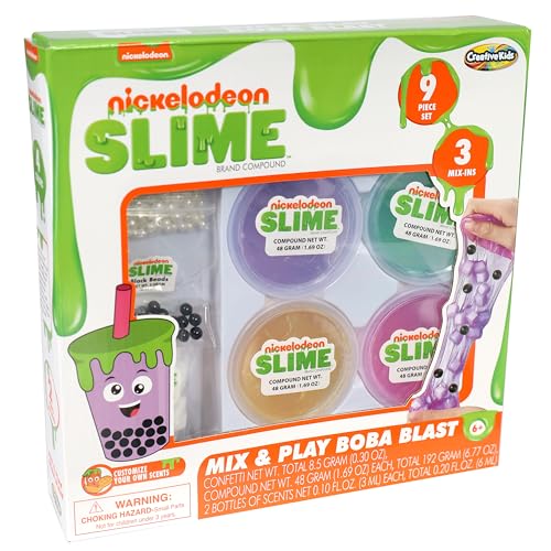 Nickelodeon Slime Mix N Play Boba Blasts Slime Kit - Complete with 4 Containers of Slime & Add-Ins.
