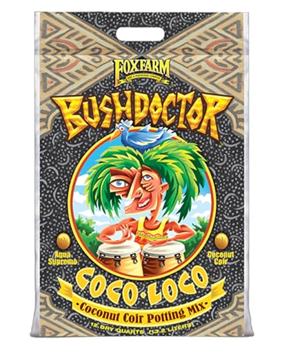 FoxFarm BushDoctor Coco Loco Soil Potting Mix, Triple-Washed for Reduced Salt, Retains Water, Includes Bat Guano & Earthworm Castings - Ideal for All Gardens 12 Quart