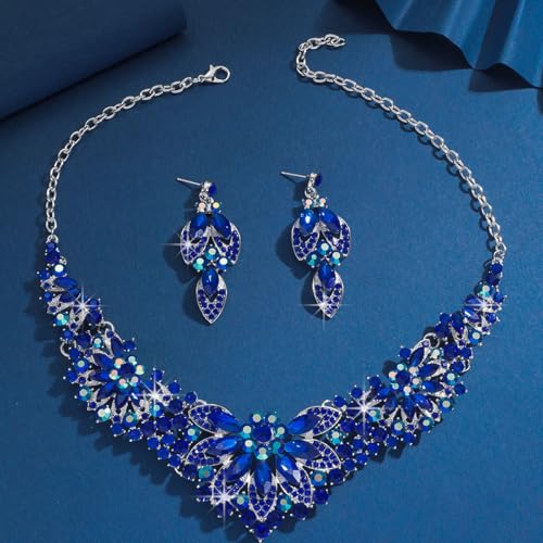Image of Shining Diva Fashion Stylish Design Fancy Crystal Necklace Jewellery Set for Women | Trendy Celebrity Inspired Jewellery