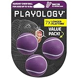 Playology Dog Toys | Squeaky Chew Ball - Bouncy Durable Floating Fetch Ball for Dogs, Value 3-Pack | Small Bacon Scented Toy - Easy to Clean and Made from Non Toxic Materials