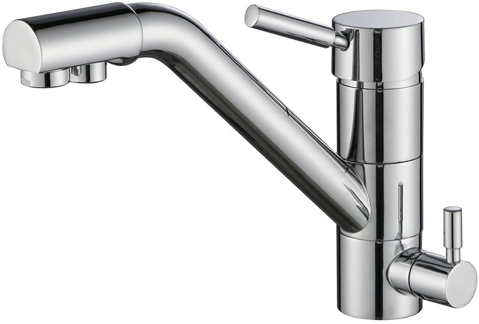 Homelody Robinet de Cuisine A Eau Filtré Osmose Mitigeur pour Evier Bec Rotatif Pivotant Double Commande Chromé Compatible