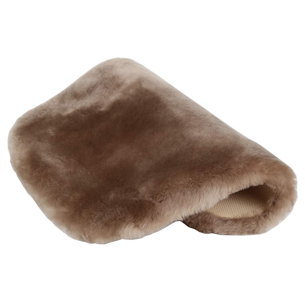 MLOVESIE Genuine Sheepskin Auto Seat Pad, Australian Soft Wool Seat Cover Comfort Warm with Non-Slip Backing Universal Fit,49cm*49cm (Tan)