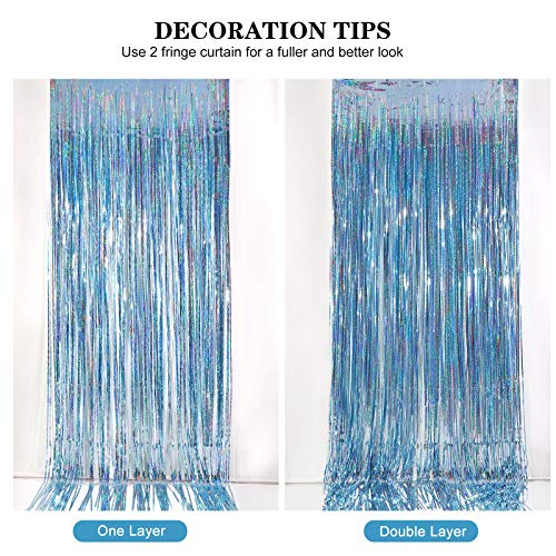 Image of CYLMFC Foil Fringe Curtains Party Decorations - 2 Pack 3 x 8ft Tinsel Backdrop for Party Photo Backdrop Wedding Bridal Shower Bachelorette