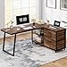 Tribesigns L-Shaped Computer Desk with 3 Drawers, Reversible Corner Home Office Desk with Shelves, 53-Inch Industrial PC Desk Study Writing Table Workstation for Small Space, Rustic Brown