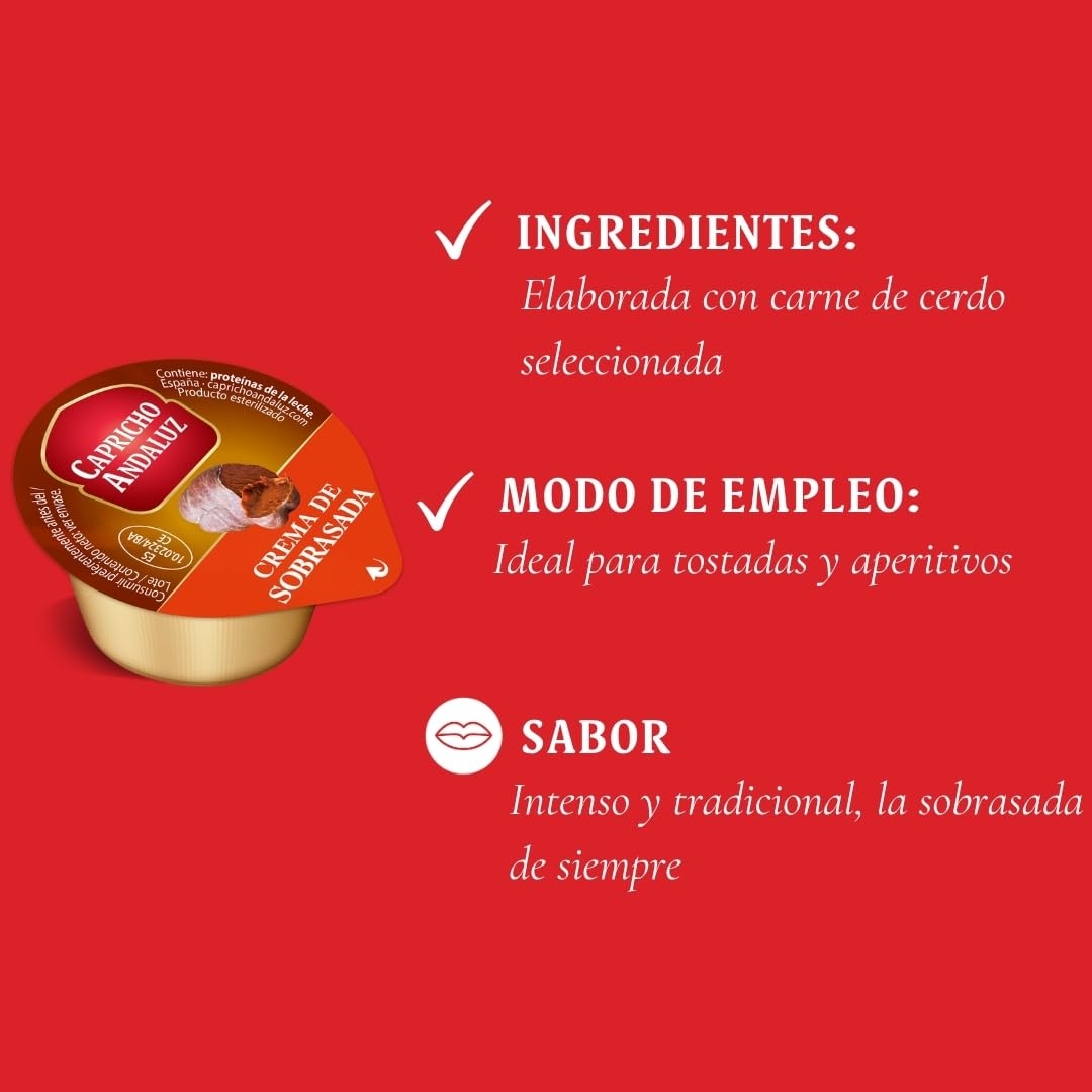 Capricho Andaluz - Tarrina Sobrasada, Caja de 40 unidades x 25g