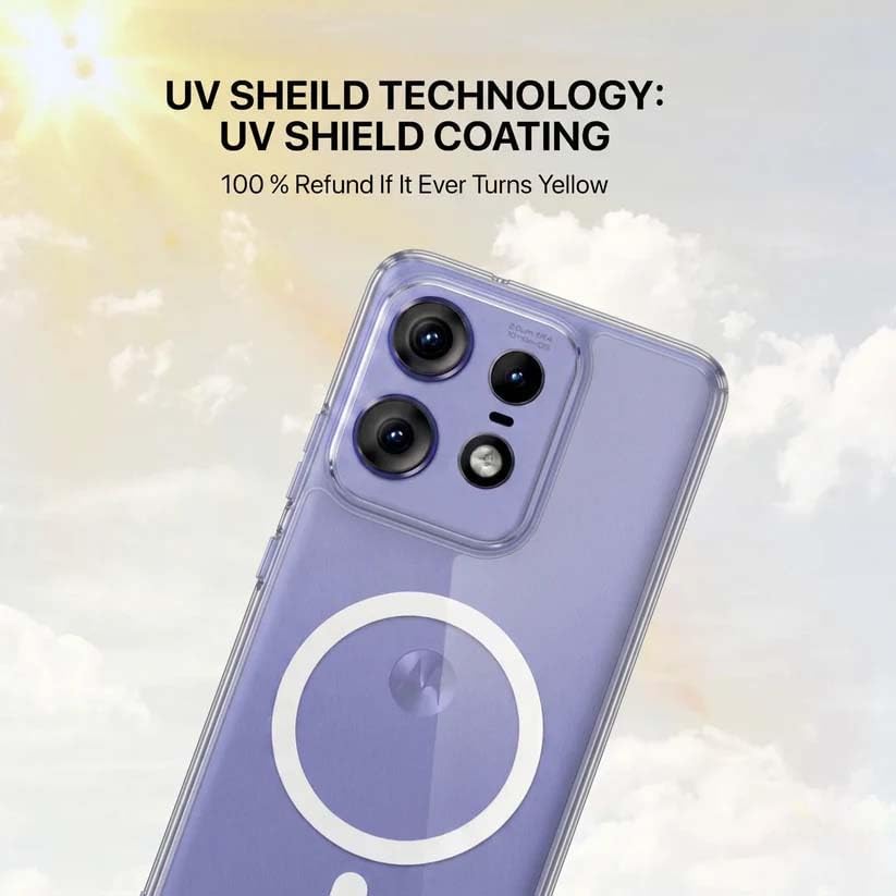 Image of DIZORO Crystal Clear Magnetic Compatible with Motorola Moto Edge 50 pro Back Cover case with Anti-Yellow (Compatible with Magsafe) Anti-Scratch | Shockproof Transparent Cover