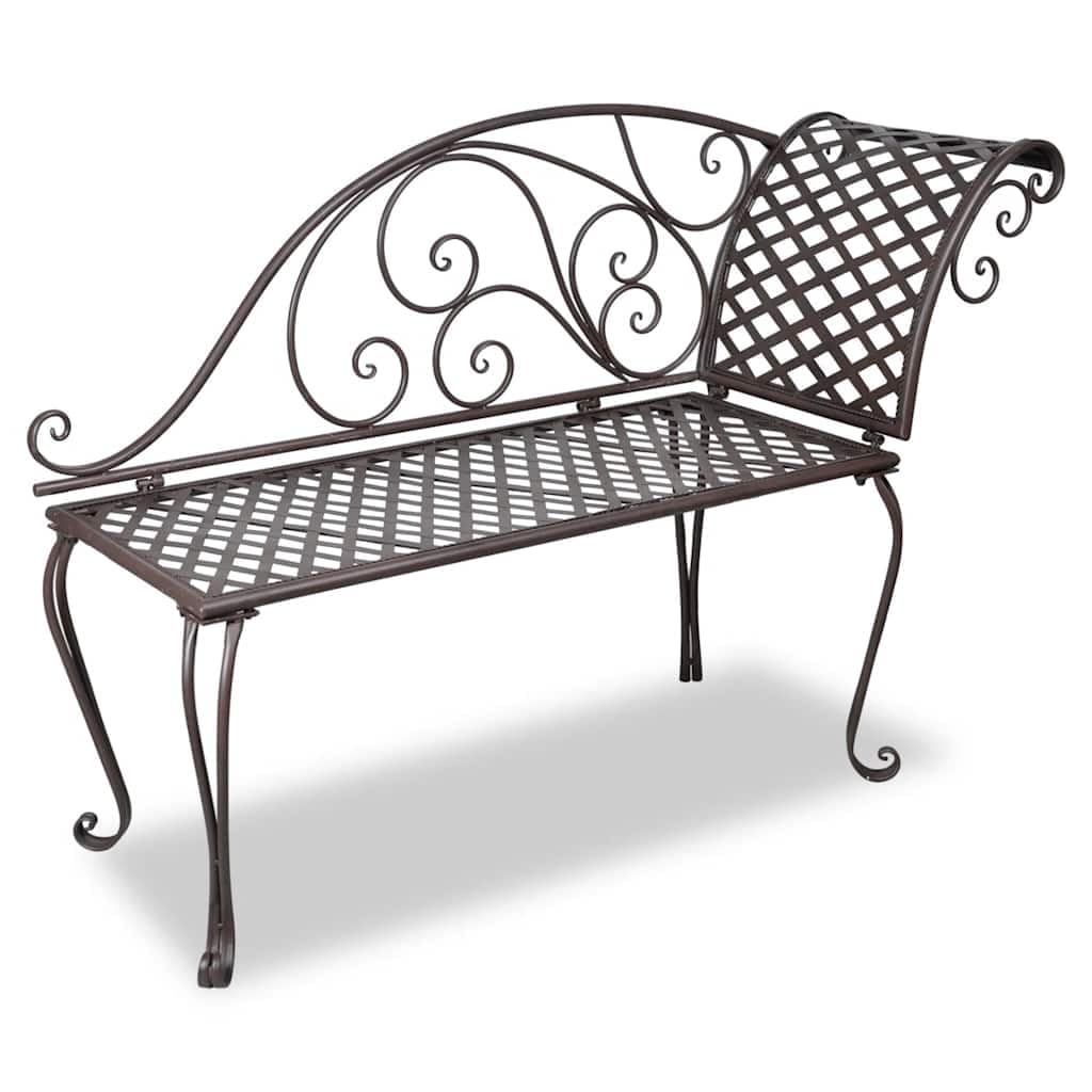 Chaise longue de jardín de 128 cm, acero envejecido, resistente a la intemperie, muebles de jardín con diseño de adornos para terraza, balcón, porche y exterior