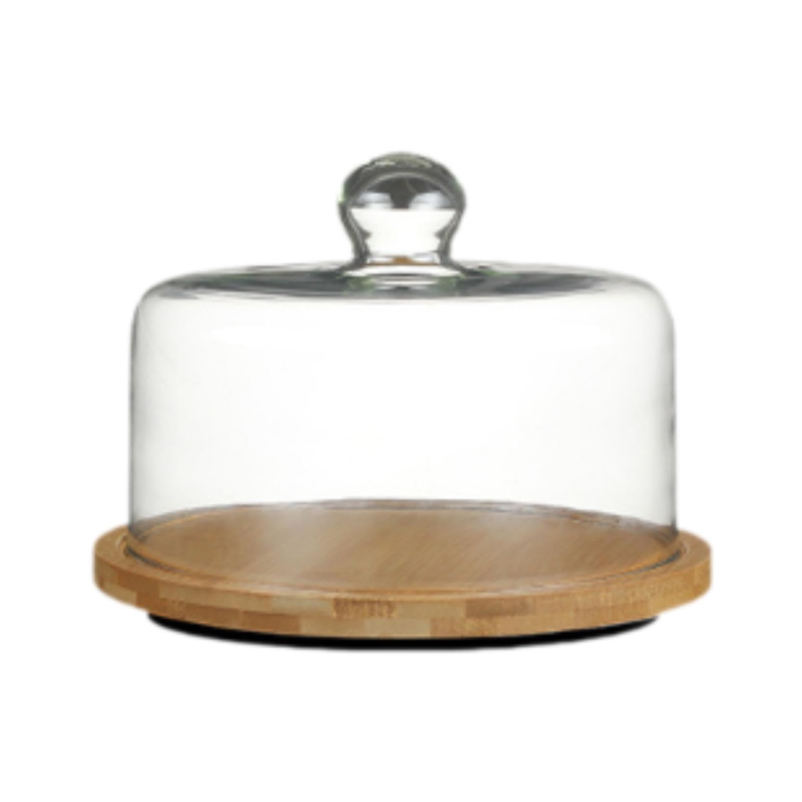 Soporte de Madera para Pasteles con Cúpula, Expositor Multiusos, Centro de Mesa, Plato para Servir, Bandeja para Servir para Tiendas Y Fiestas, 21x24cm