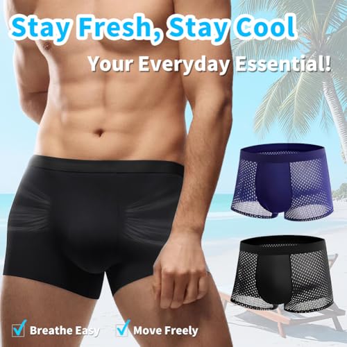 Men's 2-Pack Pouch Boxer Briefs - Moisture Wicking & Breathable Mesh for Workout, Athletic, Everyday Wear2