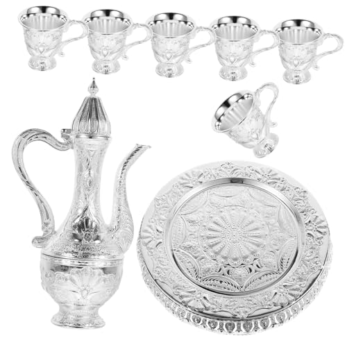 GRIRIW 1 Juego De Té Cristalería Tetera Taza Vino Café Recipiente Para Té Aleación De Zinc