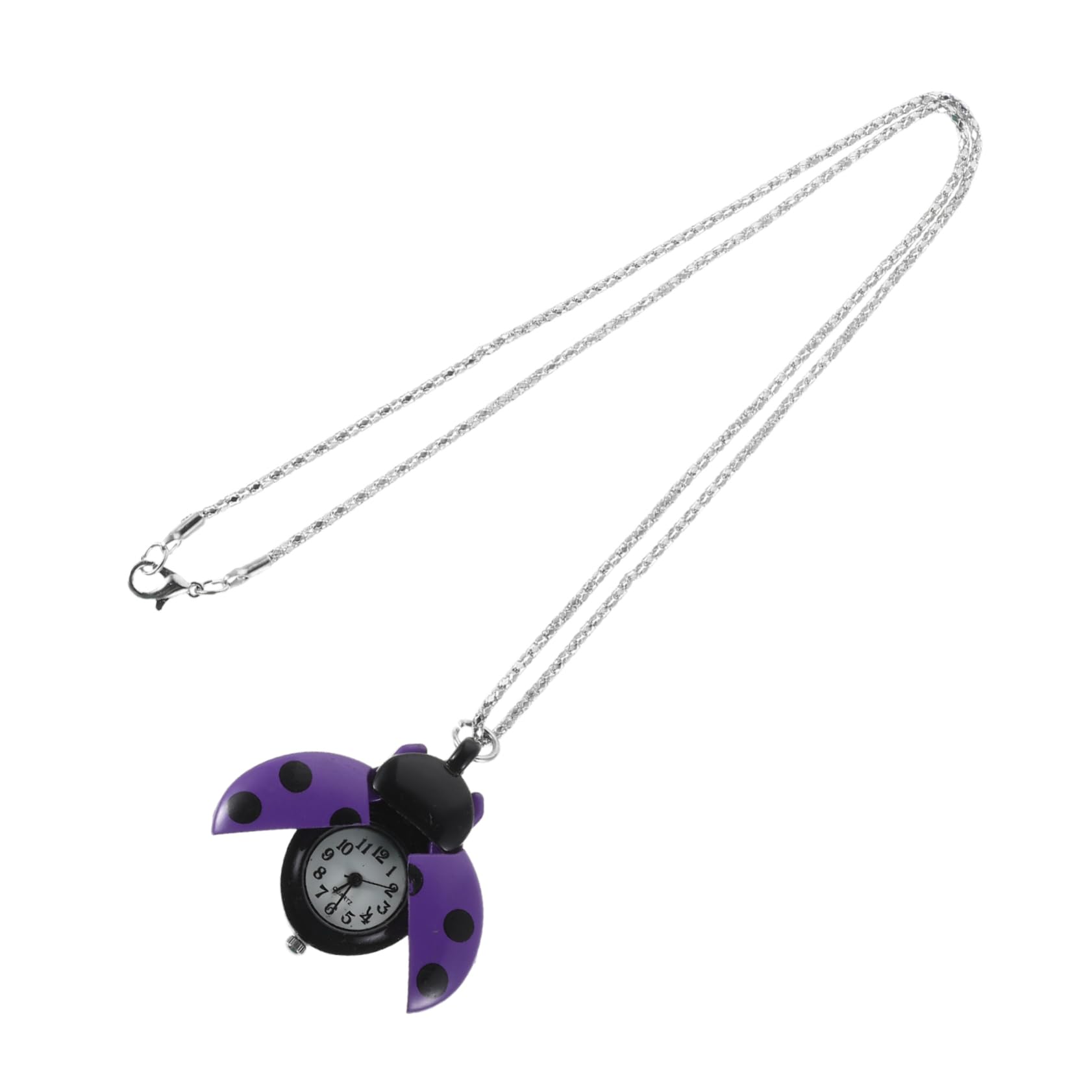 Reloj de Bolsillo Dije de Mariquita Púrpura, Aleación y Cristal, Cronometraje Preciso para Uso Diario y Eventos de Cosplay Estilo Aleatorio