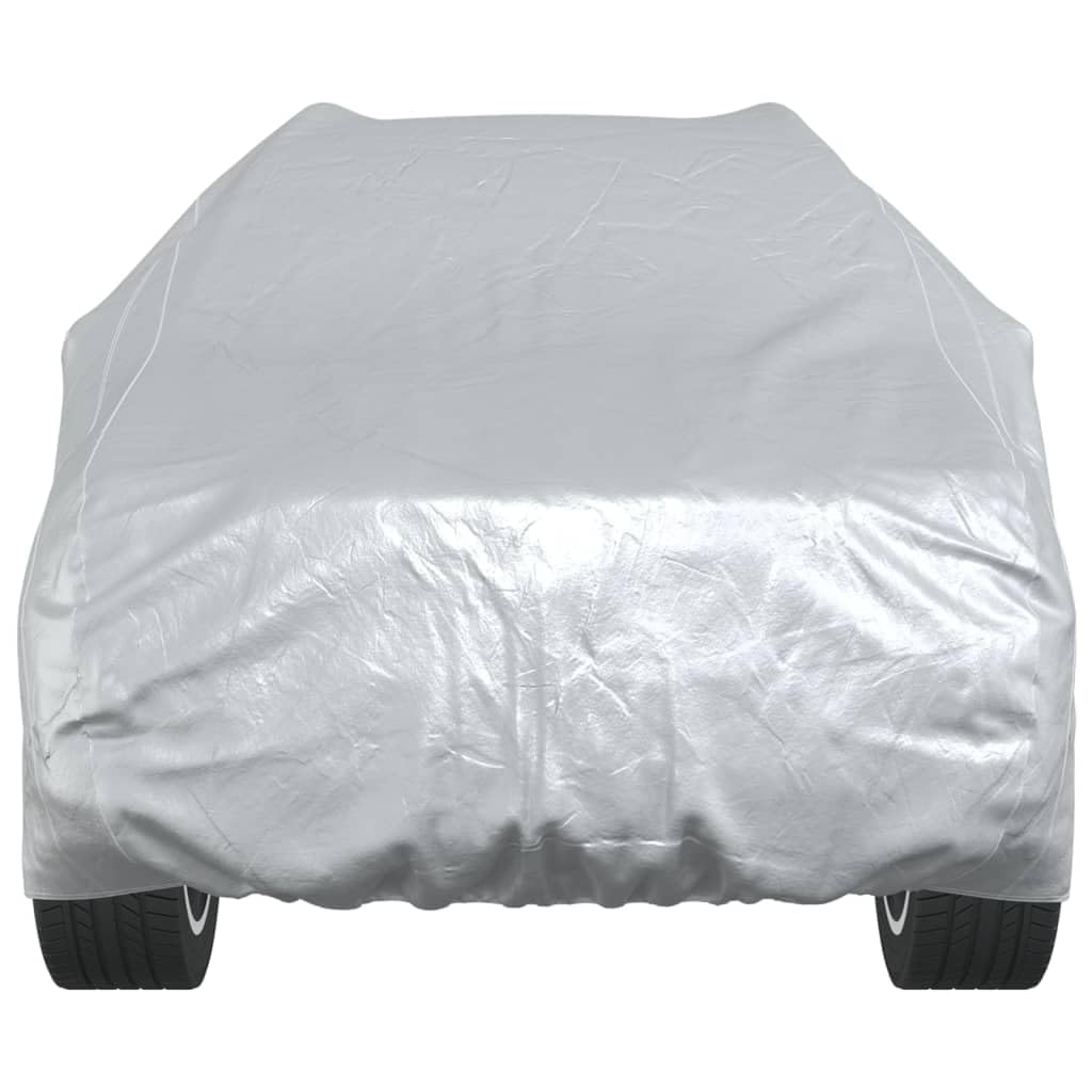 Autoabdeckung für SUV mit Schnallenriemen Voll Silbern XL, Abdeckplane Wohnwagen, Wohnmobile Schutzhülle für Camper