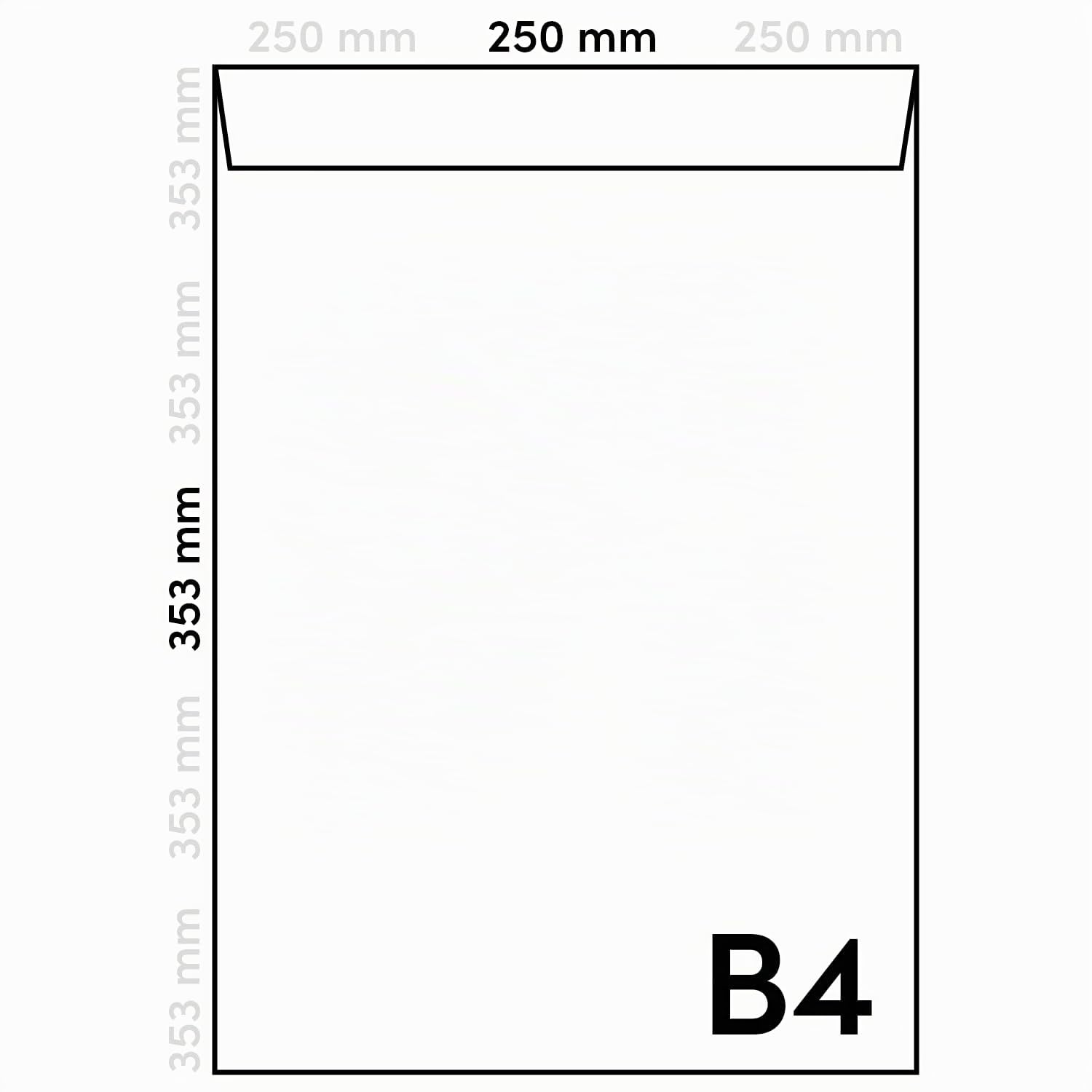 Netuno 250 sobres blanco B4 250 x 353 mm 100 g papel con impresión interior gris sin ventana solapa recta cierre autoadhesivo