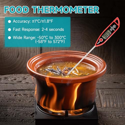 Food Thermometer Long Probe Instant Read Digital Thermometer Waterproof IPX7 Kitchen Cooking Temperature Measurement for Making Candle, Wax, Tea, Sugar, Jam, Meat, Hot Drink, Water Measure - Image 5