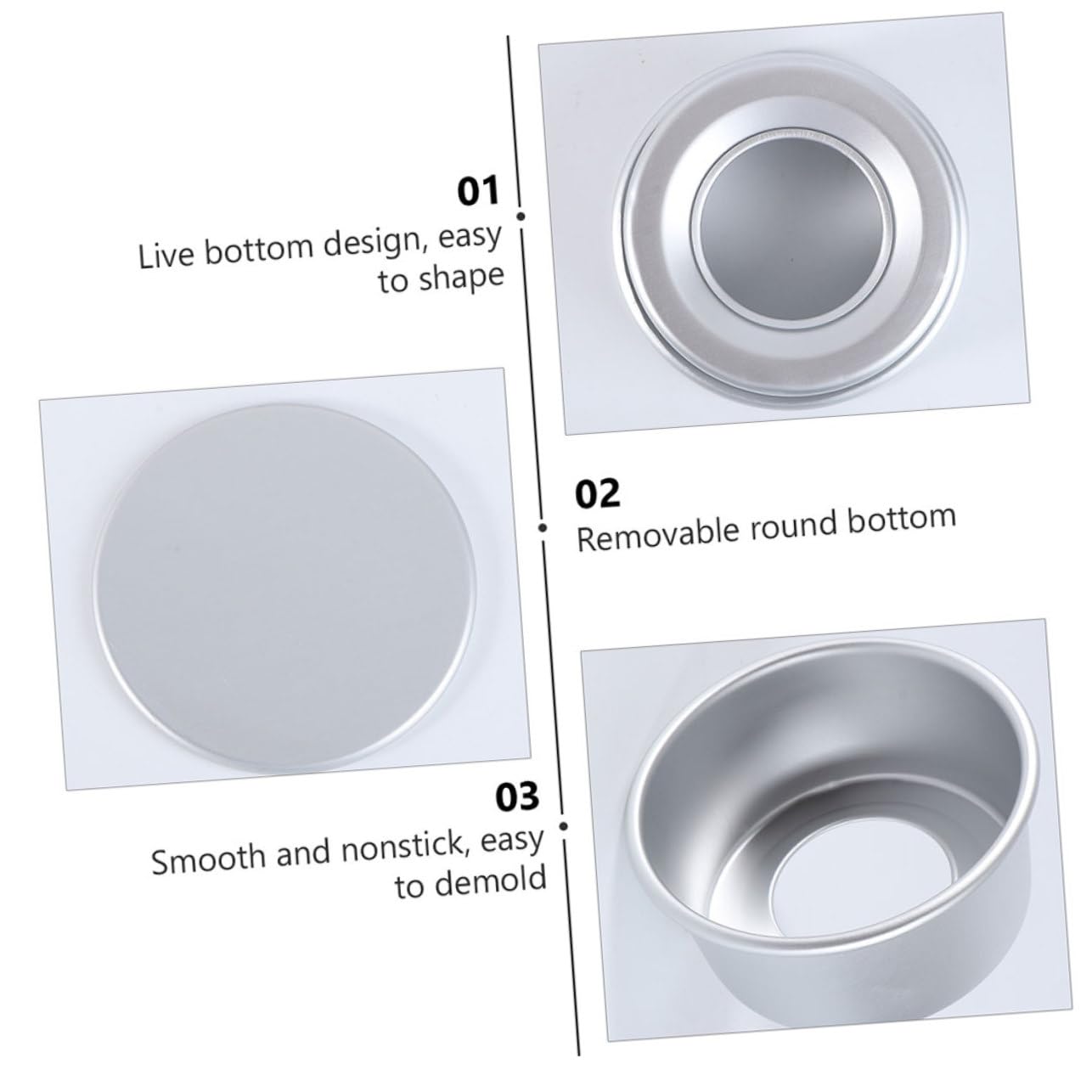 Abaodam Lot de 8 Petits Moules à Gâteau Ronds en Alliage D'aluminium avec Fond Amovible, Résistant Four, Pâtisserie Maison Boutiques de Gâteaux