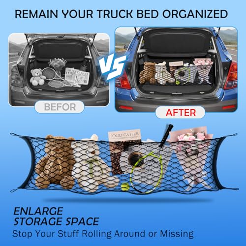 Image of Envelope Style Cargo Net for 2018-2026 Chevy Equinox & GMC Terrain Accessories, Trunk SUV Mesh Cargo Net, Upgraded 5mm Bungee&Double-layer Nylon Storage Tailgate Netting Grocery&Tools Holder Organizer