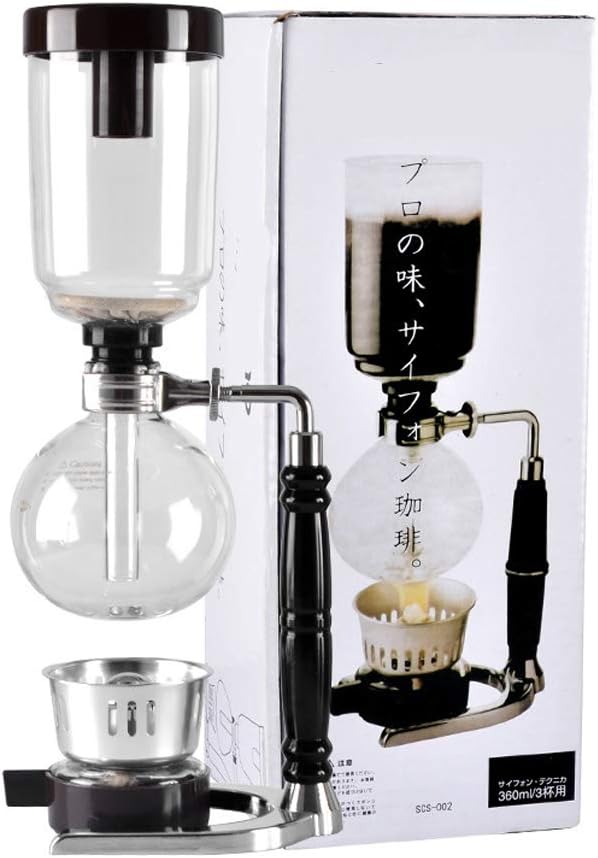 Coffee Machine, Glass Technica Syphon Coffee Maker For Home Office Coffee Shop Kitchen and Other Office Spaces (Black)