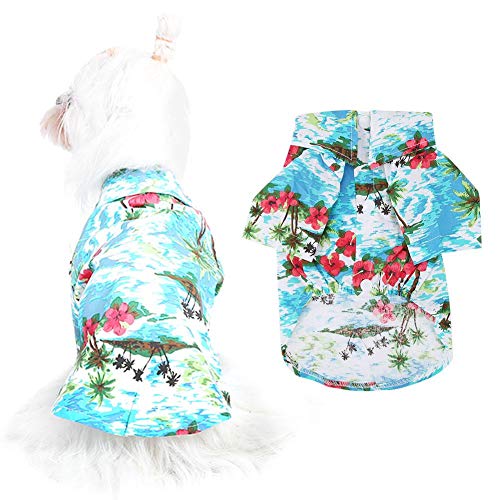 Hundebekleidung, Hawaiian Floral Dog Shirt Hawaiian Printed Pet T-Shirts Atmungsaktive Pet T-Shirts Pet T-Shirts Sommer Coole Kleidung für Hunde Pet Puppy