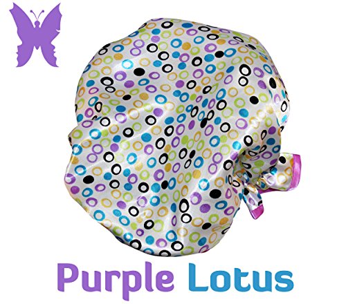 Lula Lilly Designer Shower Cap for Small & Petite Women (Adult Regular, Purple Lotus)