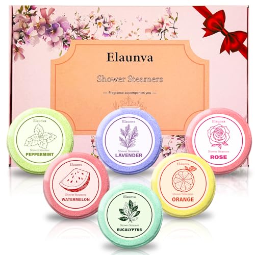 Elaunva Shower Steamers,30g*6 PCS,Aromatherapy,Fragrance,with Lavender/Peppermint/Orange/Eucalyptus/Rose/Watermelon Scent,Gifts for Friends/Mom/Mother/Wife/Girlfriend/Her/Him,Home Spa (PINK-6SET)