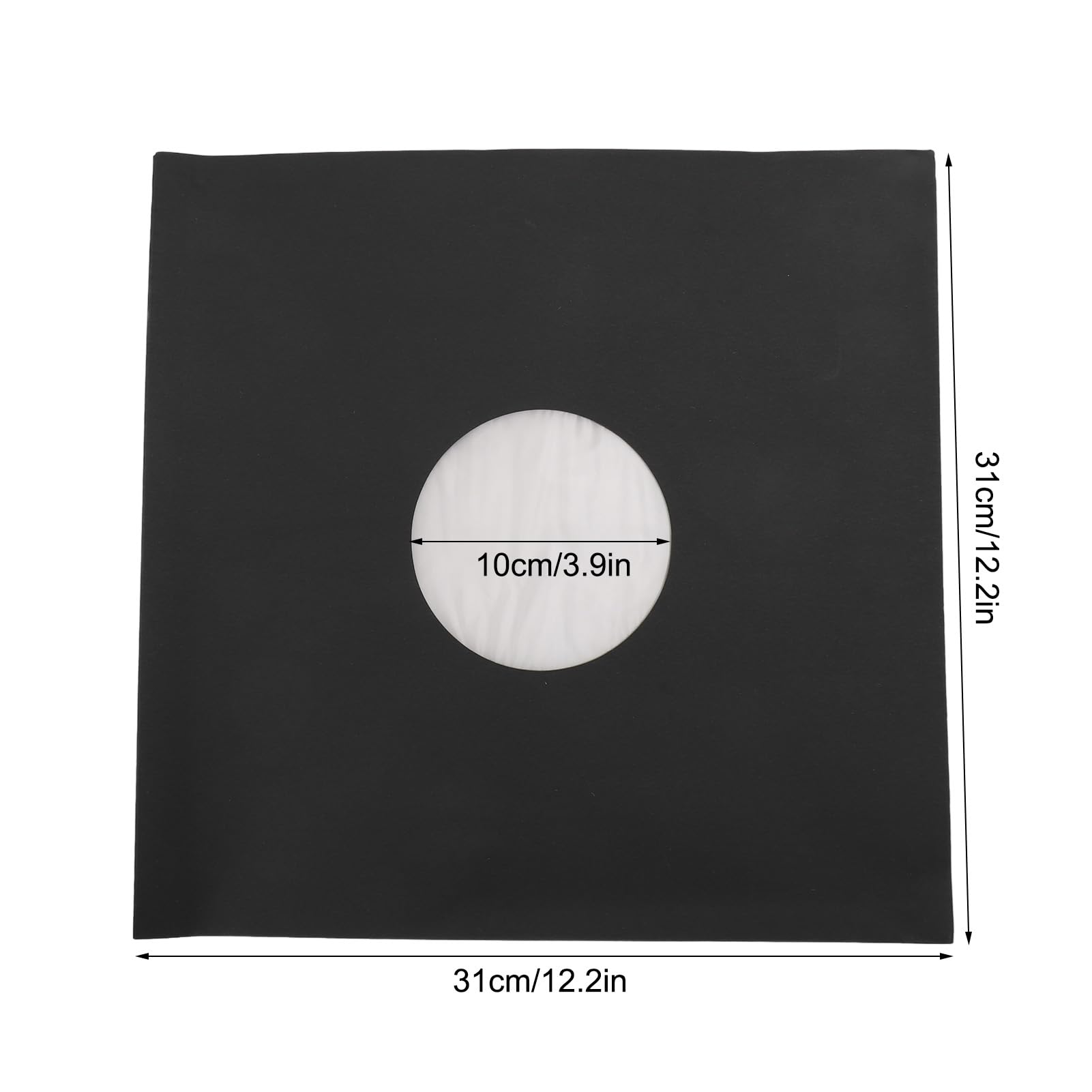 Sobres para Discos de Vinilo 33 RPM - Papel Kraft Negro Mate, 20 Unidades, Envoltorios Protectores para Almacenamiento de Vinilos, Paquete de 20 Sobres