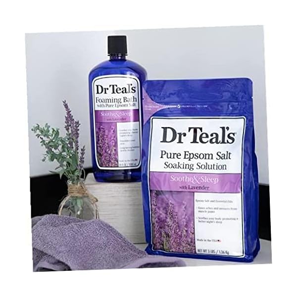 Dr Teal’s Foaming Bath with Pure Epsom Salt, Soothe & Sleep with Lavender, 34 fl oz, Purple - Image 7