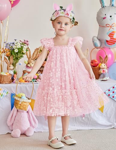 Image of Arshiner Toddler Tulle Dress for Girls Layered Tutu Ruffle Dresses Swing Twirly Fairy Summer Birthday Party Wedding Sundress