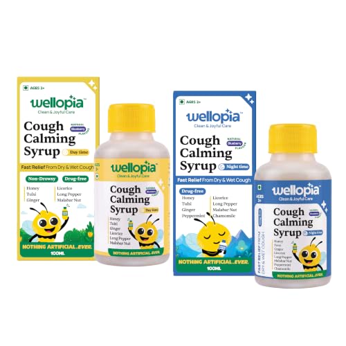 Image of Kids Cough Calming Syrup Combo | Day & Night Time Relief | Honey, Tulsi, Ginger, Peppermint & Chamomile | Drug-Free, No Added Sugar | 100ml x 2 (Ages 2+)