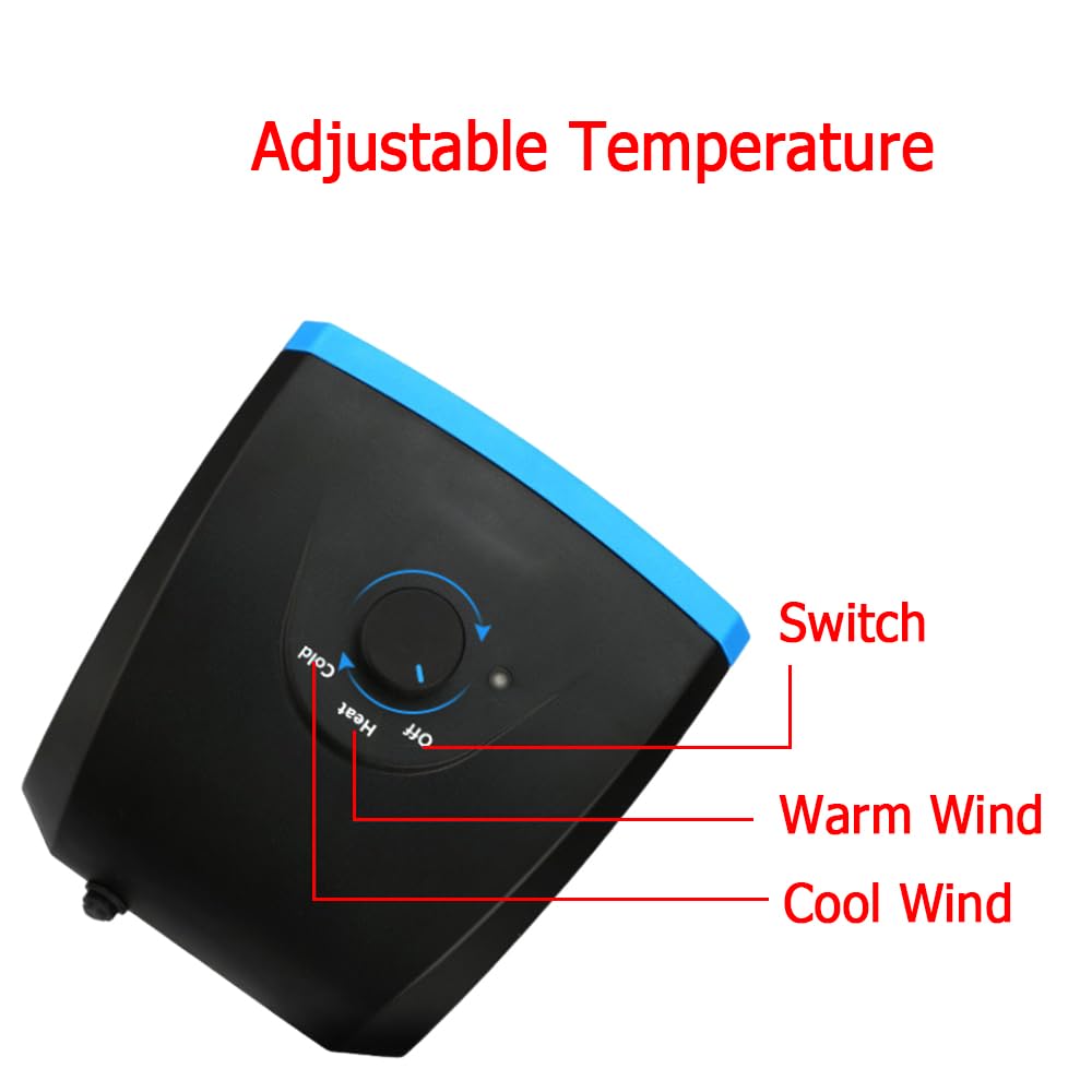 Riloer Calentador de Coche de 12 V 150 W, Descongelador Parabrisas Viento frío y Caliente, Giratorio de 360°, desempañador de Parabrisas calefactor coche