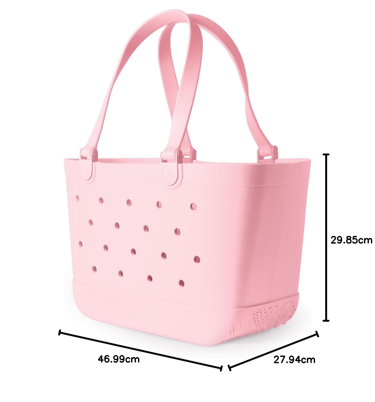 Simple Modern Bolso de Playa de Goma Bolsa Grande Impermeable con Bolsillo con Cremallera para Playa, Piscina, Barco, Compras, Deportes | Colección Getaway | Blush | Large